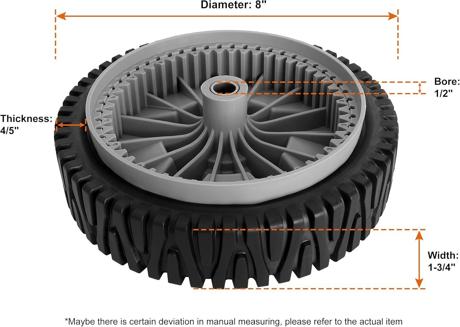 8 Inch Front Wheels Replaces for HU 581009202-2 Pack Drive Wheels Tires Compatible with Hon da Black Max Lawn Mower, Craftsman 917376161, HU 7021RES Self Propelled Mower, Replace 193912x460 - Image 2
