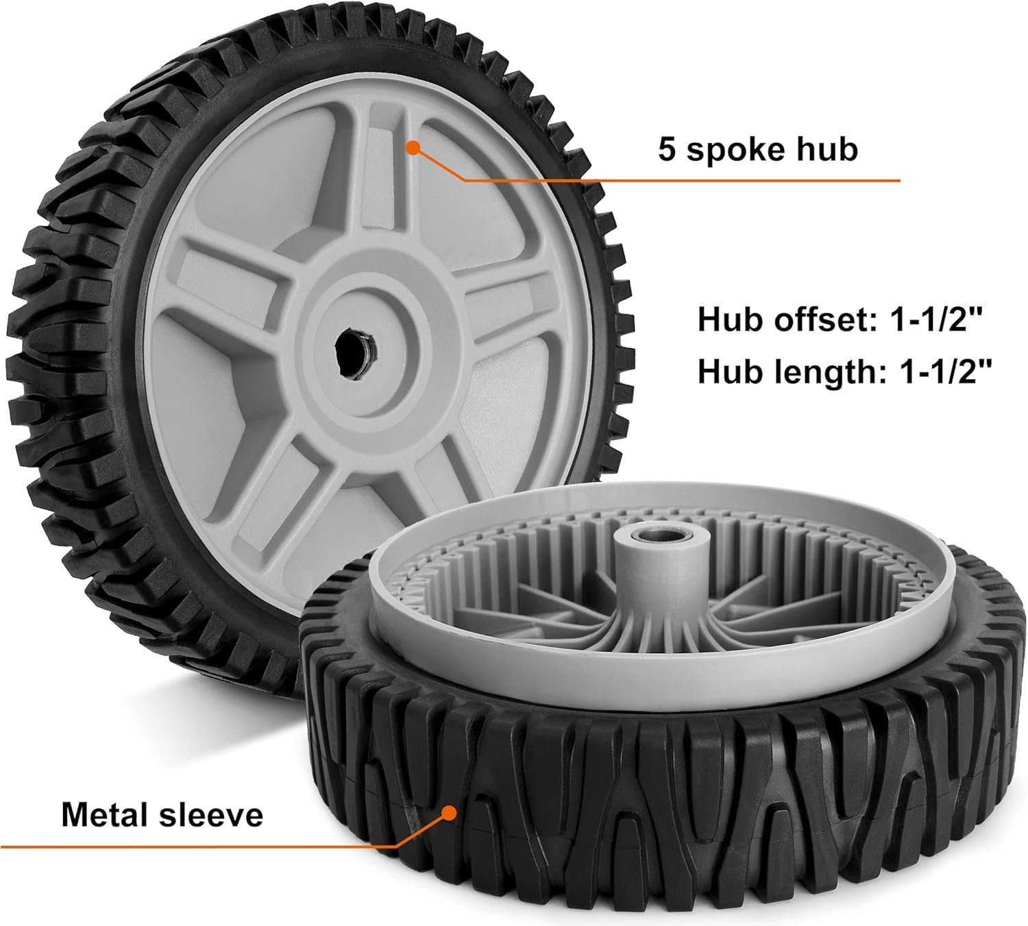 8 Inch Front Wheels Replaces for HU 581009202-2 Pack Drive Wheels Tires Compatible with Hon da Black Max Lawn Mower, Craftsman 917376161, HU 7021RES Self Propelled Mower, Replace 193912x460 - Image 3